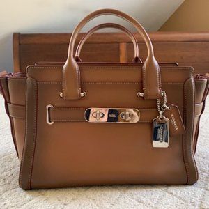 Women's Coach Brown Leather Satchel Handbag